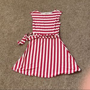 Red and white stripes summer dress